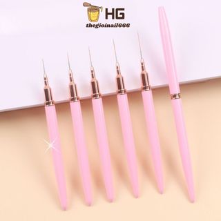 Bút Vẽ Nail Chuyên Dụng Siêu Mảnh | Cán Kim Loại Màu Hồng, Đầu Cọ Sợi Siêu Nhỏ, Dành Cho Kỹ Thuật Kẻ Line | Vẽ Hoa