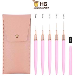 Bút Vẽ Nail Chuyên Dụng Siêu Mảnh | Cán Kim Loại Màu Hồng, Đầu Cọ Sợi Siêu Nhỏ, Dành Cho Kỹ Thuật Kẻ Line | Vẽ Hoa