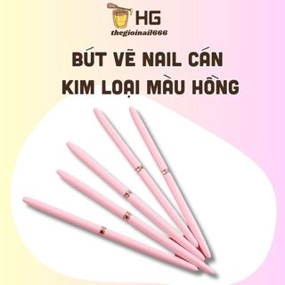 Bút Vẽ Nail Chuyên Dụng Siêu Mảnh | Cán Kim Loại Màu Hồng, Đầu Cọ Sợi Siêu Nhỏ, Dành Cho Kỹ Thuật Kẻ Line | Vẽ Hoa