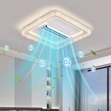 (Phòng Ngủ Nhỏ) Quạt Trần Đèn Ốp Trần 50cm Mẫu Mới.Quạt Thiết Kế Không Cánh Hiện Đại,Led 3 Màu Sáng.Quạt Đảo 180 Độ.