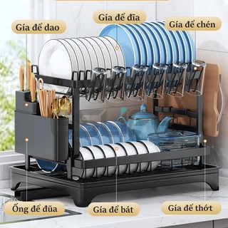 Gslife Kệ chén bát 2/3 tầng thông minh – tiết kiệm không gian, lắp đặt dễ dàng có khay hứng nước