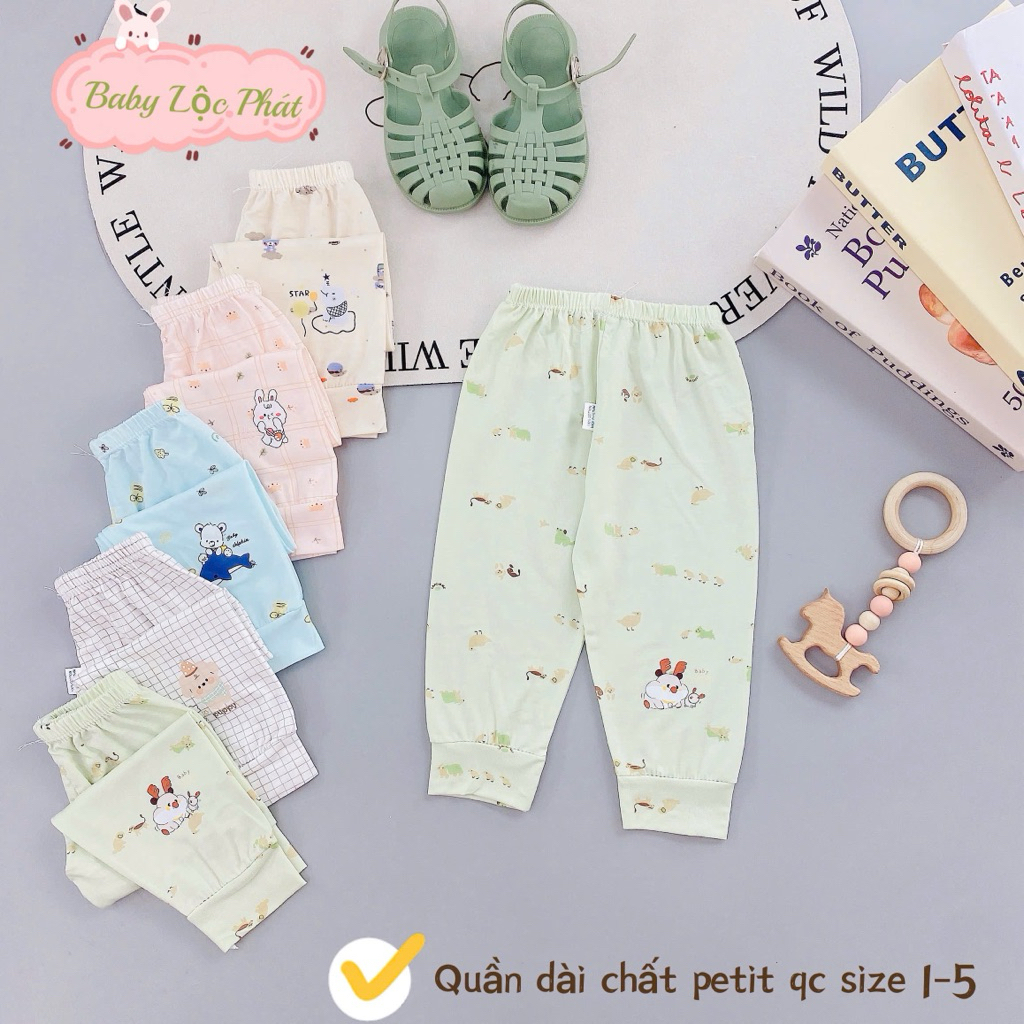 (LKQD 02) Combo 3-5 Quần Dài thun lạnh petit mềm mát cho bé từ 3 đến 14kg