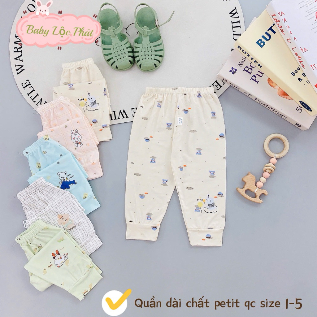(LKQD 02) Combo 3-5 Quần Dài thun lạnh petit mềm mát cho bé từ 3 đến 14kg