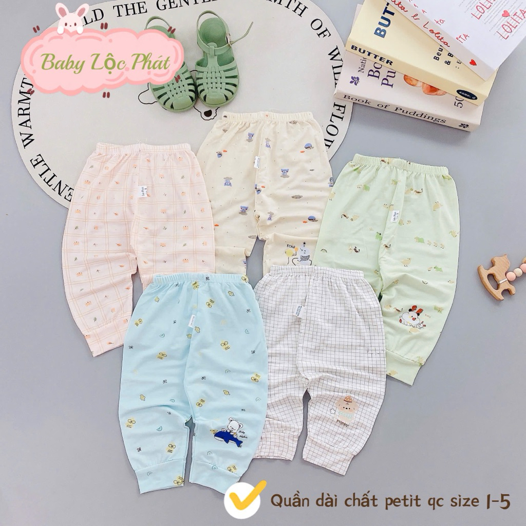 (LKQD 02) Combo 3-5 Quần Dài thun lạnh petit mềm mát cho bé từ 3 đến 14kg