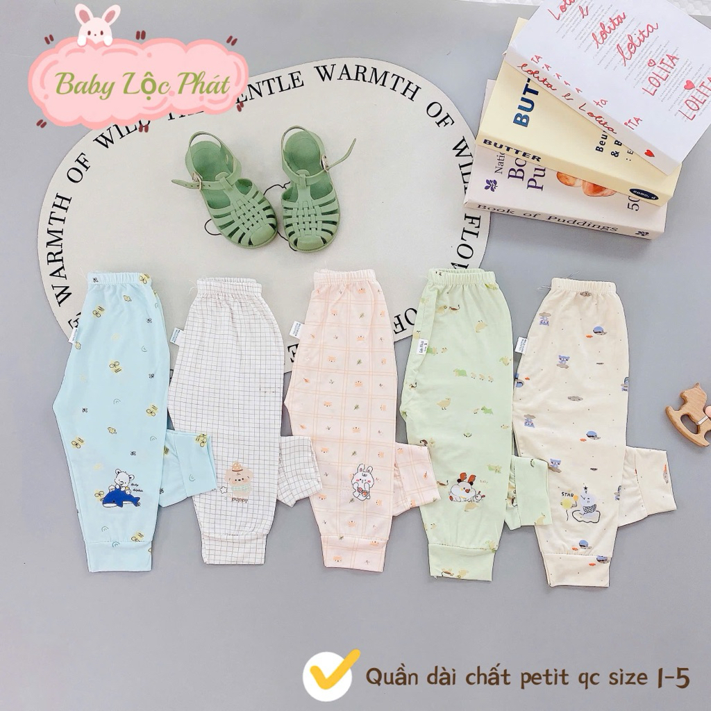 (LKQD 02) Combo 3-5 Quần Dài thun lạnh petit mềm mát cho bé từ 3 đến 14kg