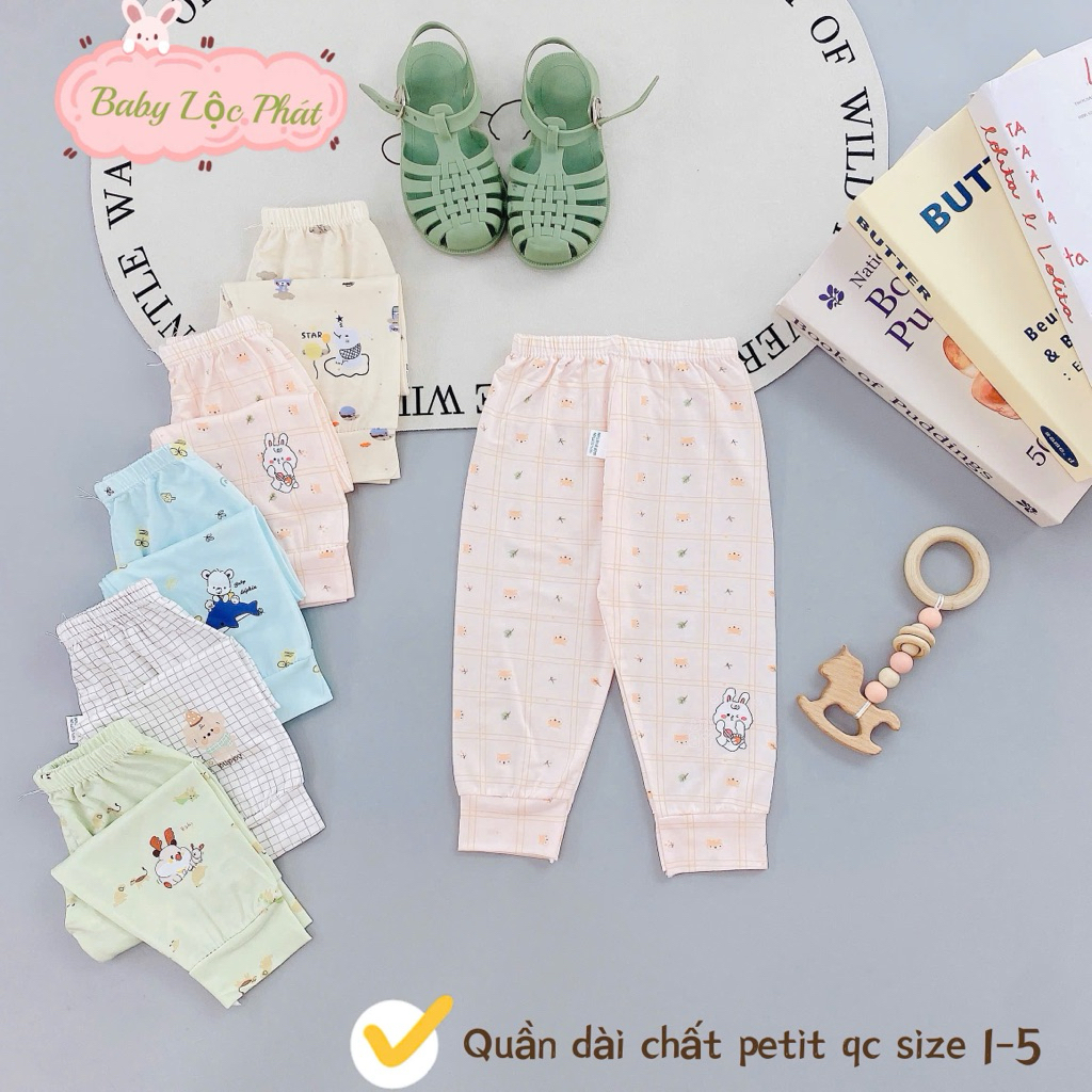 (LKQD 02) Combo 3-5 Quần Dài thun lạnh petit mềm mát cho bé từ 3 đến 14kg