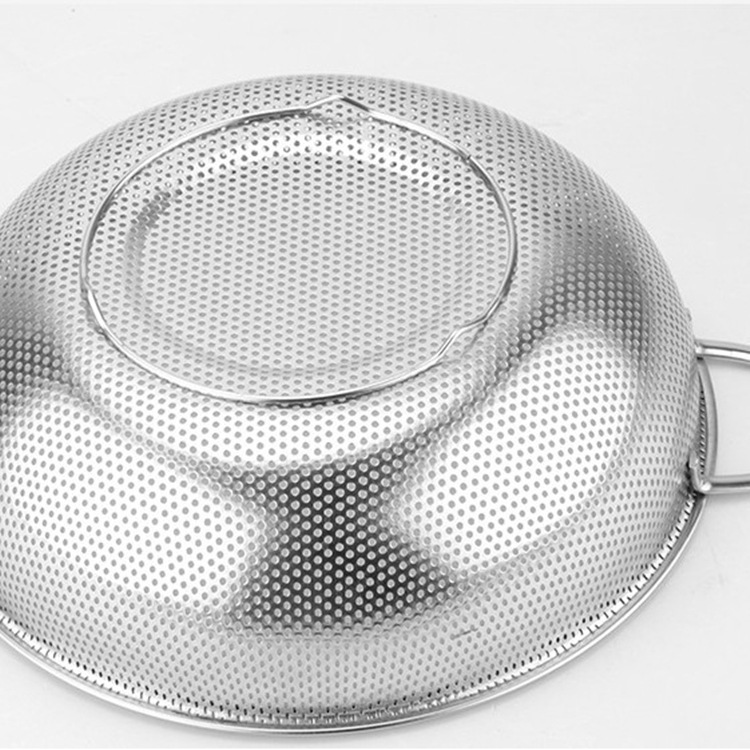 Set 3 Rổ inox  đa năng lỗ lưới nhỏ dày - Rổ tròn inox không gì có 3 chân cao ráo nước , Rá inox có quai treo