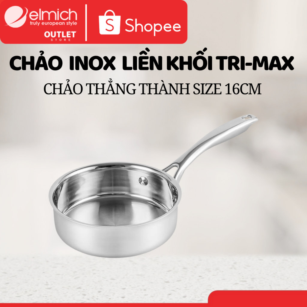 Chảo Inox 304 Nguyên Khối Elmich Trimax EL-3846 | Chảo Rán Thành Thẳng, Dùng Bếp Từ | BigBuy360 - bigbuy360.vn