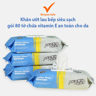 Khăn ướt lau bếp siêu sạch gói 80 tờ chứa vitamin E an toàn không kích ứng da mới #A150