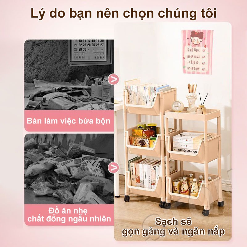 STON kệ sách kệ đa năng Có bánh Kệ đồ nhà bếp đa năng tiện lợi kệ sách đựng đồ phòng khách