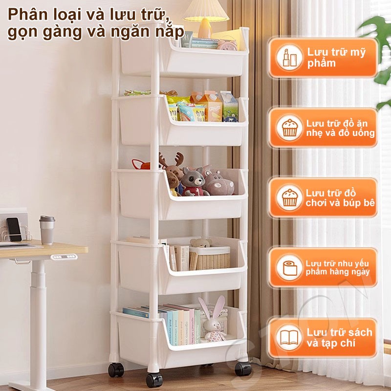 STON kệ sách kệ đa năng Có bánh Kệ đồ nhà bếp đa năng tiện lợi kệ sách đựng đồ phòng khách
