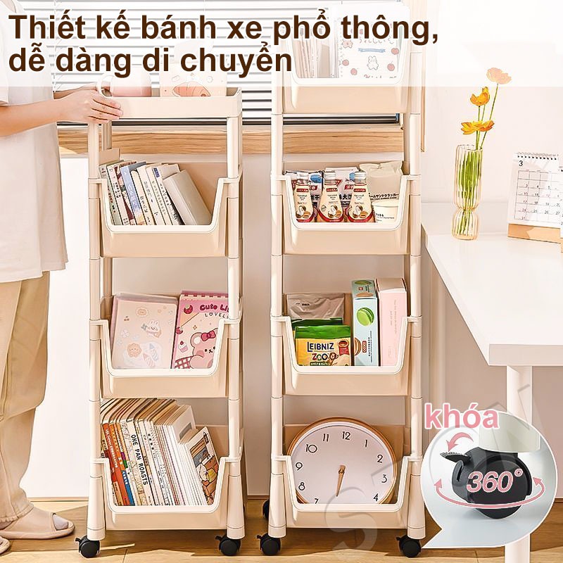 STON kệ sách kệ đa năng Có bánh Kệ đồ nhà bếp đa năng tiện lợi kệ sách đựng đồ phòng khách