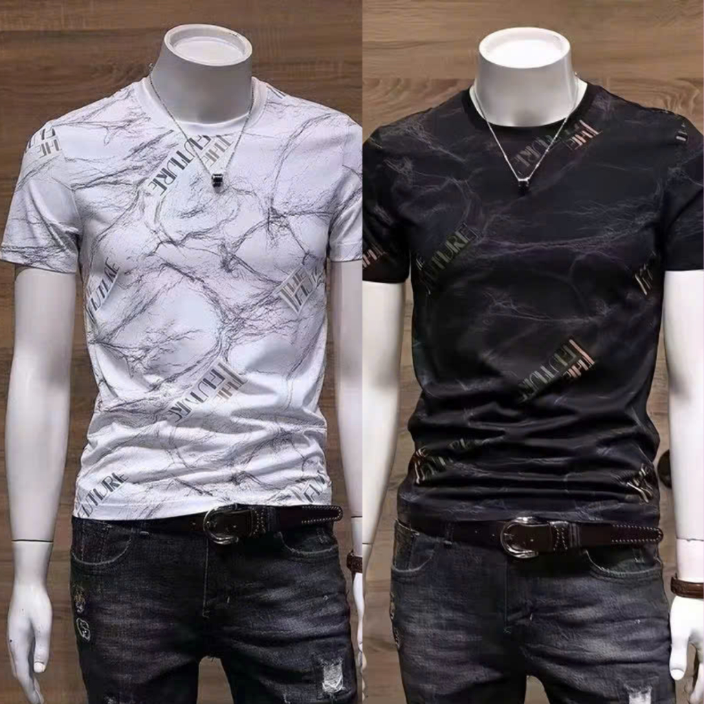 Áo phông nam cổ tròn in họa tiết, chất thun cotton co giãn phong cách trẻ trung năng động