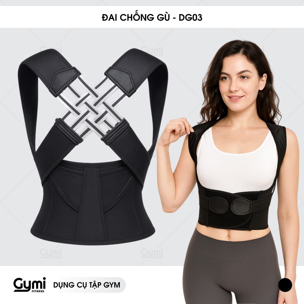 Đai Chống Gù Chữ X Nâng Cấp - Cố Định Cột Sống Ngực, Thắt Lưng, Dành Cho Người Ngồi Nhiều - DG03