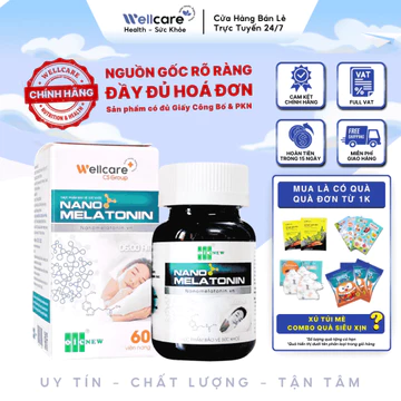 [✨DATE 12/2026] Nano Melatonin Oic Wellcare lọ 60 viên - bổ sung Melatonin, hỗ trợ giấc ngủ