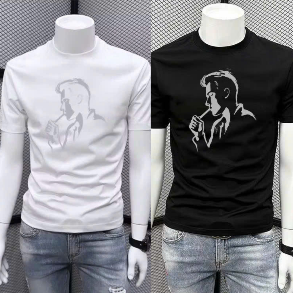 Áo phông nam cổ tròn in họa tiết, chất thun cotton co giãn phong cách trẻ trung năng động