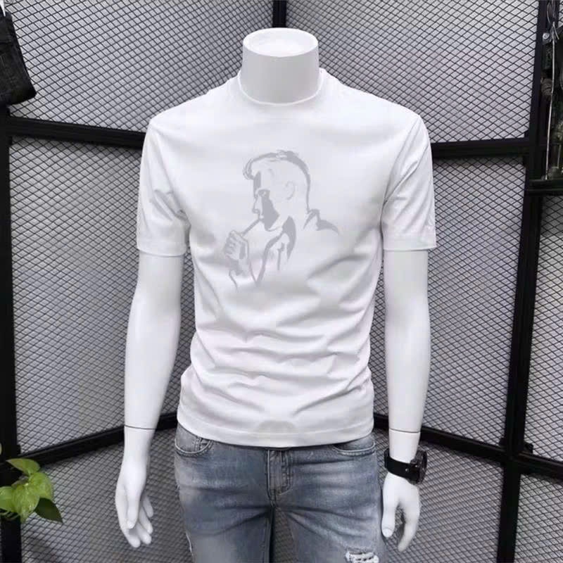 Áo phông nam cổ tròn in họa tiết, chất thun cotton co giãn phong cách trẻ trung năng động