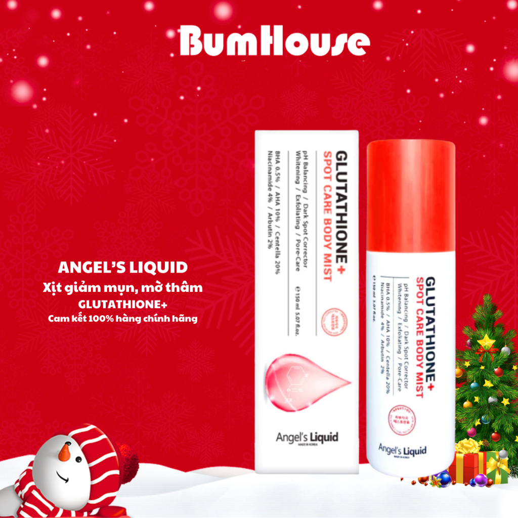 [MẪU NÂNG CẤP] Xịt Giảm Mụn Lưng Sáng Da Cơ Thể Angel's Liquid Glutathione+ Spot Care Body Mist 150ml