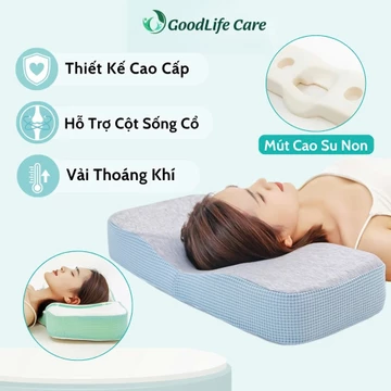 Gối Công Thái Học Cao Cấp Goodlife Care Cho Người Lớn Trẻ Em. Gối Ngủ Mút Cao Su Non Chống Đau Mỏi Cổ Vai Gáy Ngáy Ngủ.