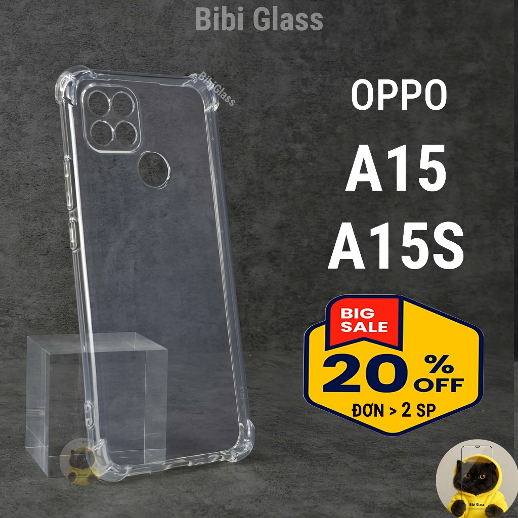 Ốp lưng Oppo A15, A15s nhựa silicon trong suốt dẻo cao cấp chống sốc bảo vệ điện thoại viền vuông