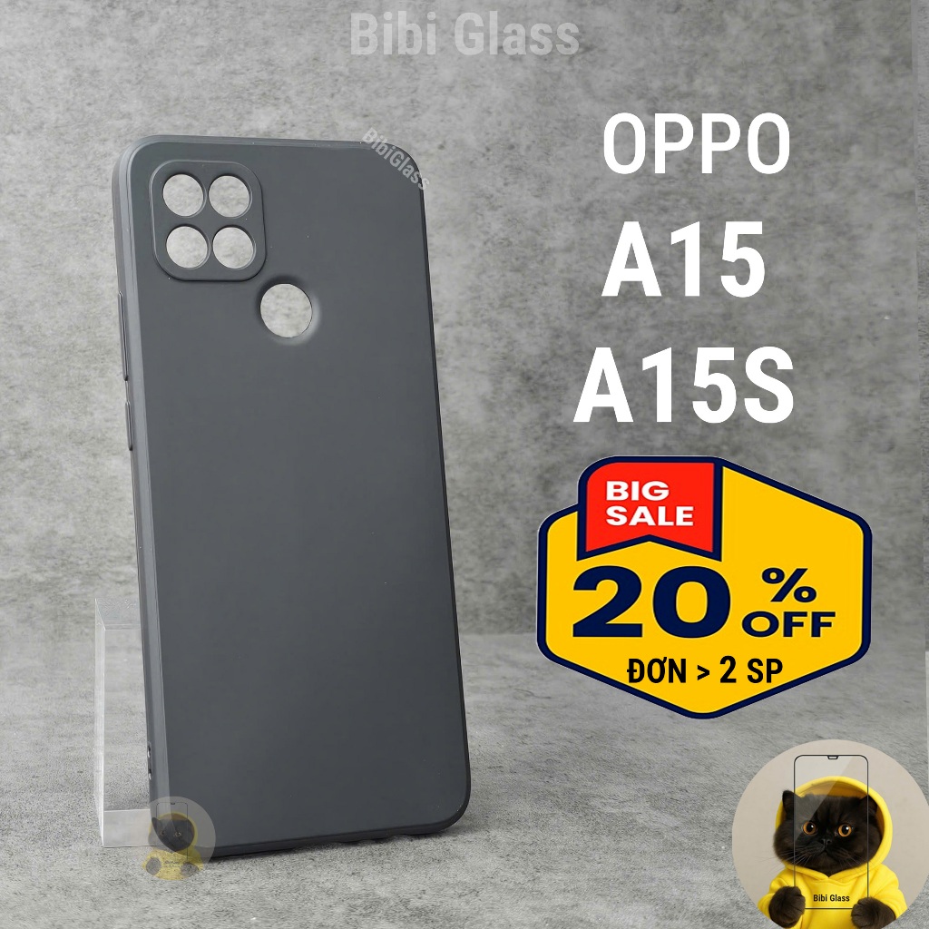 Ốp lưng OPPO A15 / A15S bảo vệ cam điện thoại toàn diện cạnh vuông nhựa dẻo tpu bibi glass