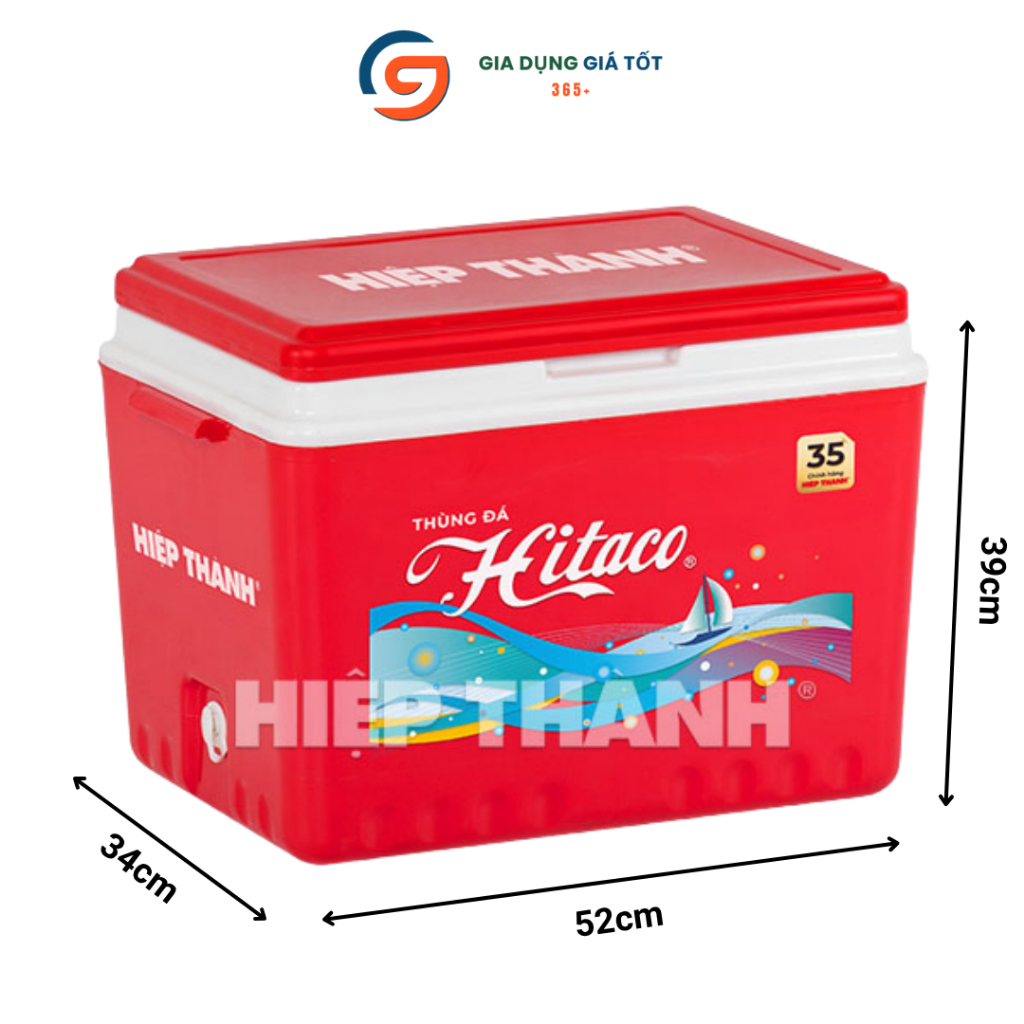 Thùng đựng đá nhựa 35L Hitaco có vòi xả - thùng đá giữ nhiệt cho quán cafe, quán nước, quán ăn nhỏ
