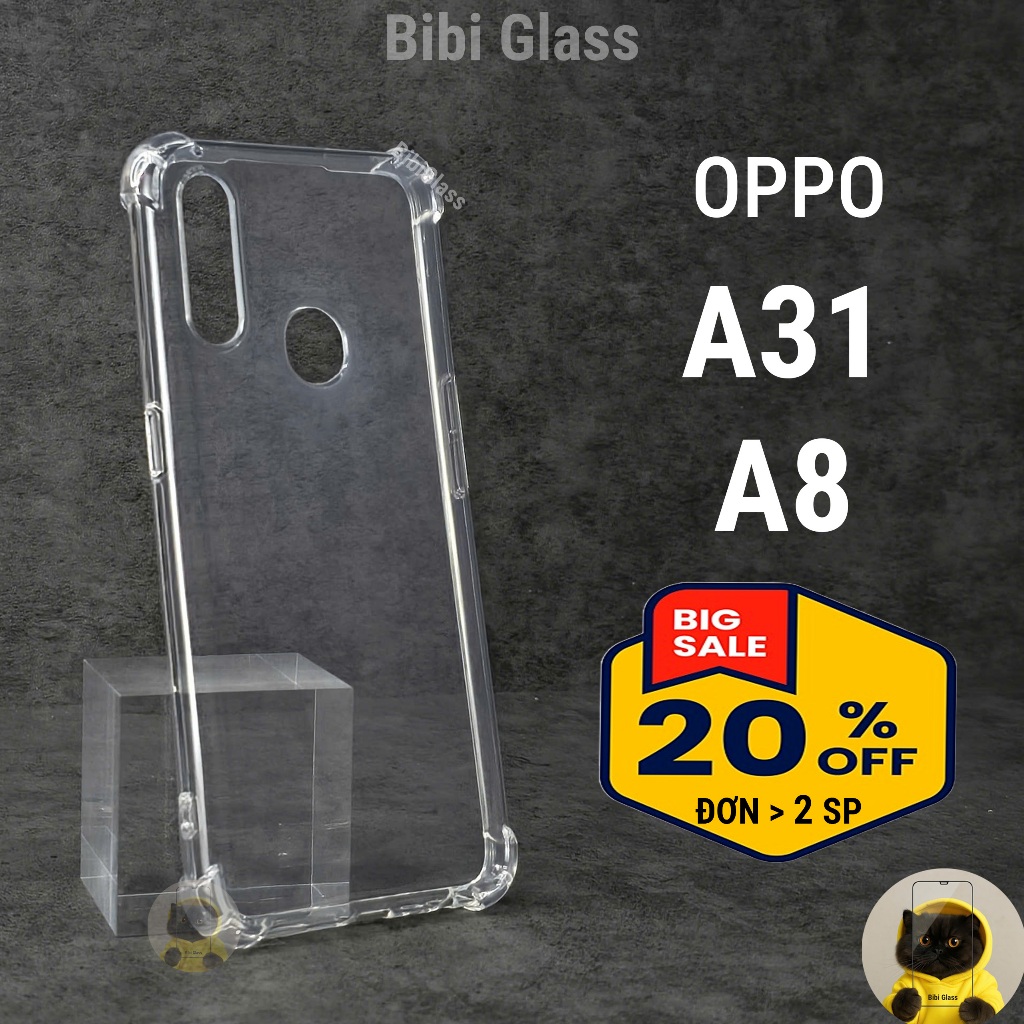 Ốp lưng Oppo A31 / A8 nhựa silicon trong suốt dẻo cao cấp chống sốc bảo vệ điện thoại viền vuông