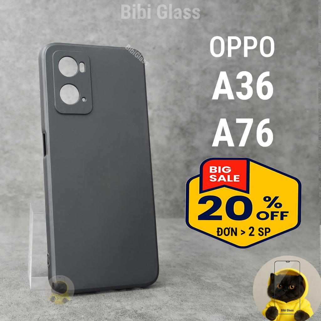Ốp lưng Oppo A76 / A36 bảo vệ cam điện thoại toàn diện cạnh vuông nhựa dẻo tpu bibi glass