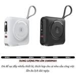 Pin sạc dự phòng kiêm cóc sạc nhanh 45W, sạc không dây từ tính Magnetic 15000Mah, kèm dây sạc Type-C + L(iP/iPad) WIWU — ảnh 2