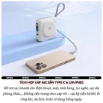 Pin sạc dự phòng kiêm cóc sạc nhanh 45W, sạc không dây từ tính Magnetic 15000Mah, kèm dây sạc Type-C + L(iP/iPad) WIWU — ảnh 6
