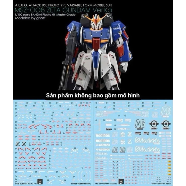 [Ghost/G-rework] Decal/Đề can nước mô hình MG Zeta Gundam ver.Ka ...