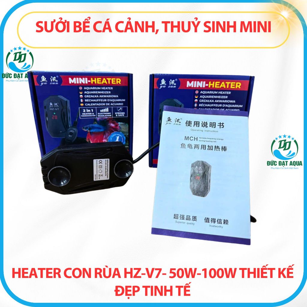 Sưởi bể cá cảnh cá koi, thuỷ sinh mini - HEATER con rùa HZ-V7- 50w-100w thiết kế đẹp tinh tế 4