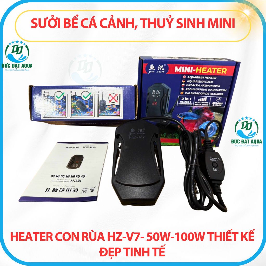 Sưởi bể cá cảnh cá koi, thuỷ sinh mini - HEATER con rùa HZ-V7- 50w-100w thiết kế đẹp tinh tế 5