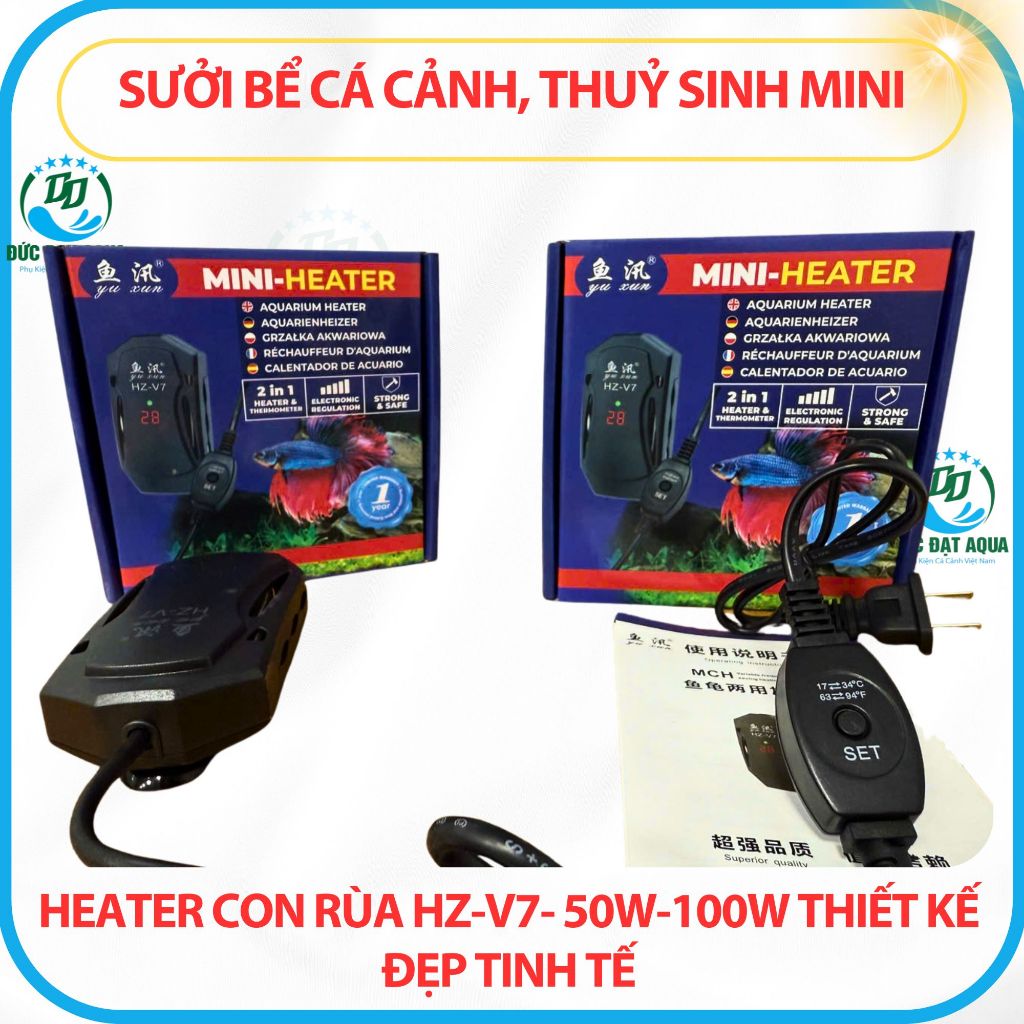 Sưởi bể cá cảnh cá koi, thuỷ sinh mini - HEATER con rùa HZ-V7- 50w-100w thiết kế đẹp tinh tế 7