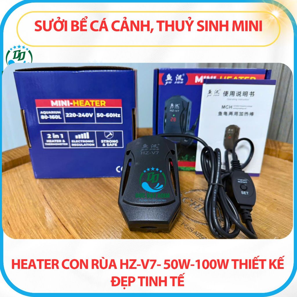 Sưởi bể cá cảnh cá koi, thuỷ sinh mini - HEATER con rùa HZ-V7- 50w-100w thiết kế đẹp tinh tế 6