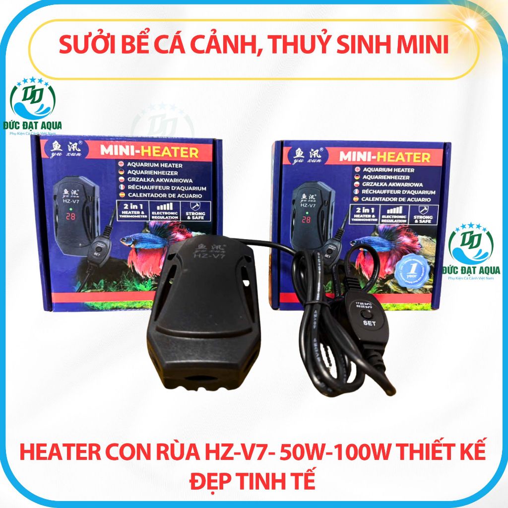 Sưởi bể cá cảnh cá koi, thuỷ sinh mini - HEATER con rùa HZ-V7- 50w-100w thiết kế đẹp tinh tế 2