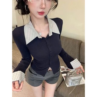Áo Dài Tay Cổ Sơ Mi Thun Gân Tăm 2 Màu, Áo Cổ Kẻ Sơ Mi Cúc Cài Vải Gân Phối Bo Tay TD12 RUSY