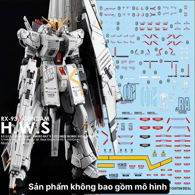 [Ghost/G-rework] Decal/Đề can nước mô hình phụ kiện RG Rx 93 Nu HWS ...