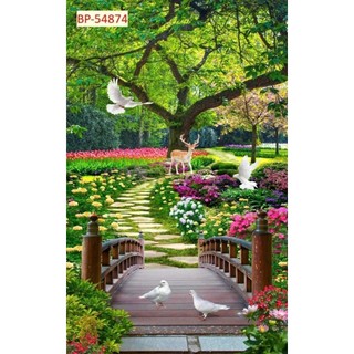 Tranh dán tường phong cảnh, dán phòng khách, phòng làm việc, nhà hàng tranh in trên chất liệu vải lụa (tặng kèm keo dán)