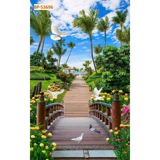 Tranh dán tường phong cảnh, dán phòng khách, phòng làm việc, nhà hàng tranh in trên chất liệu vải lụa (tặng kèm keo dán)