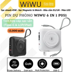 Pin sạc dự phòng kiêm cóc sạc nhanh 45W, sạc không dây từ tính Magnetic 15000Mah, kèm dây sạc Type-C + L(iP/iPad) WIWU — ảnh 1