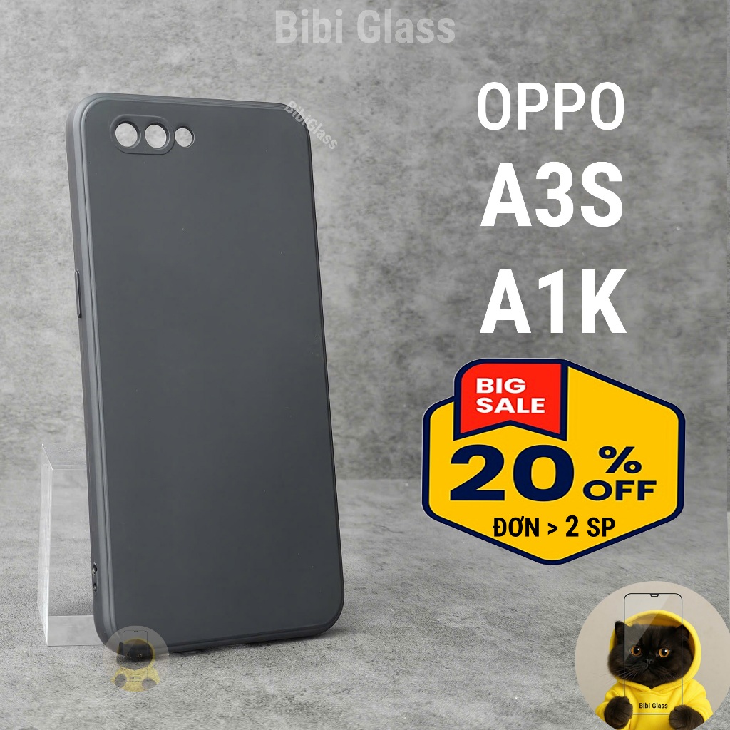 Ốp lưng Oppo A3S / A1K bảo vệ cam điện thoại toàn diện cạnh vuông nhựa dẻo tpu bibi glass