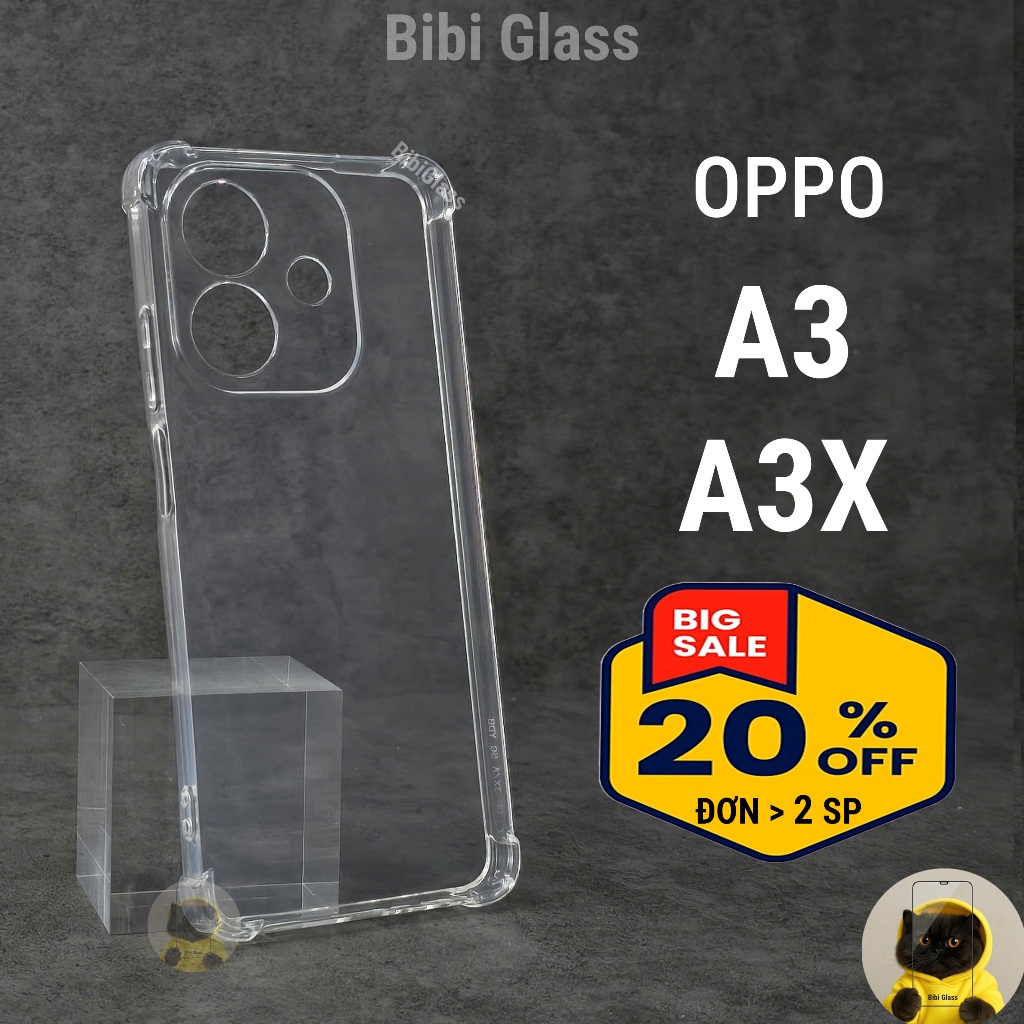 Ốp lưng Oppo A3X / A3 silicon dẻo trong suốt cao cấp chống sốc va đập bảo vệ camera điện thoại