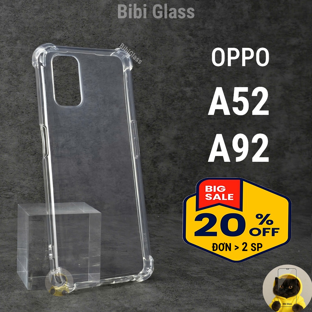 Ốp lưng OPPO A52/A72/A92 silicon trong suốt dẻo cao cấp chống sốc bảo vệ điện thoại viền vuông
