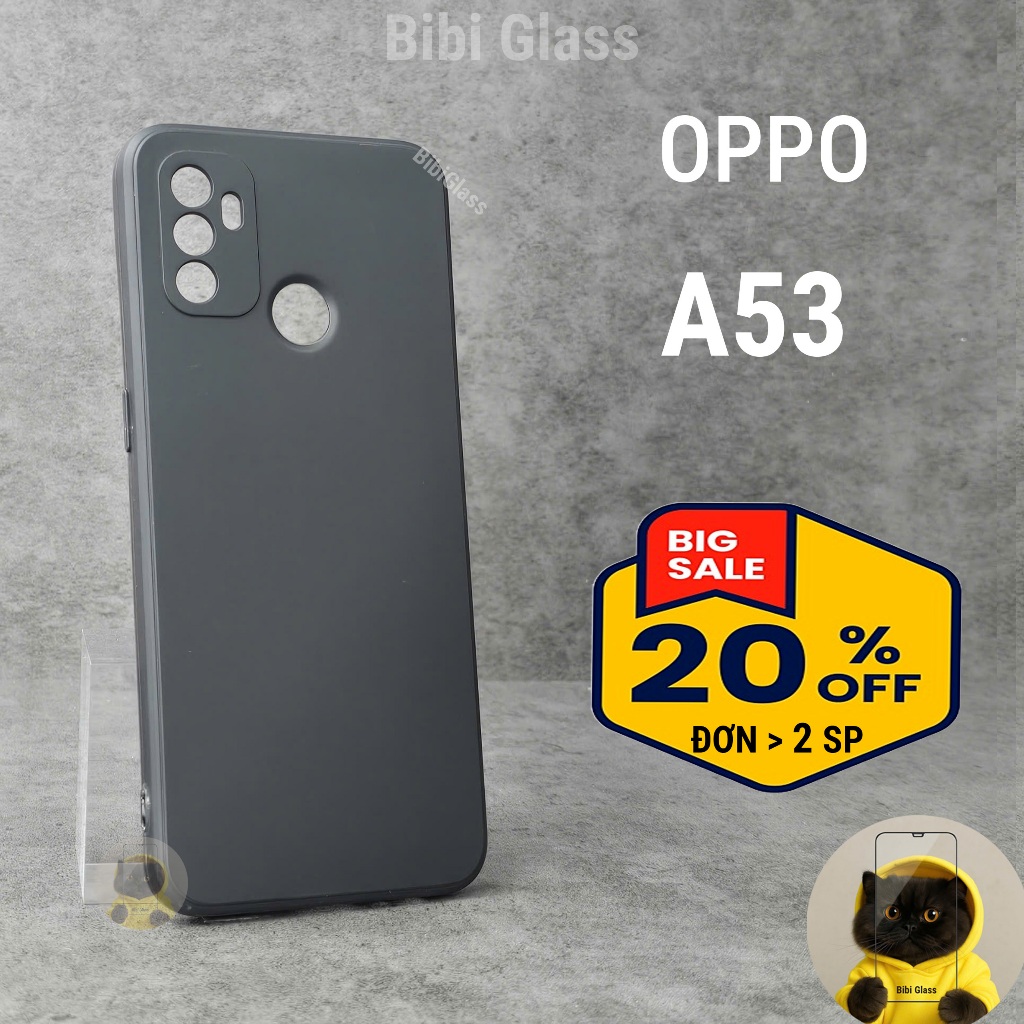 Ốp lưng Oppo A53 bảo vệ cam điện thoại toàn diện cạnh vuông nhựa dẻo tpu bibi glass