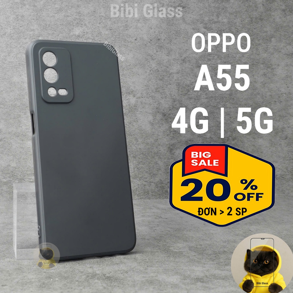 Ốp lưng Oppo A55 4G, A55 5G bảo vệ cam điện thoại toàn diện cạnh vuông nhựa dẻo tpu bibi glass