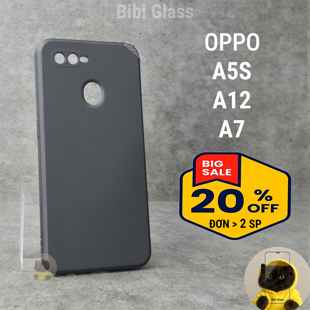 Ốp lưng Oppo A5S / A12 / A7 bảo vệ cam điện thoại toàn diện cạnh vuông nhựa dẻo tpu bibi glass