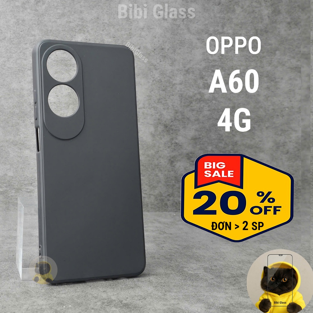 Ốp lưng Oppo A60 4G bảo vệ cam điện thoại toàn diện cạnh vuông nhựa dẻo tpu bibi glass