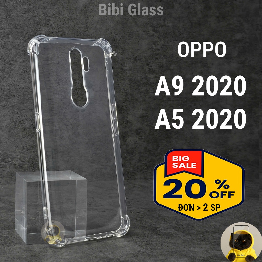 Ốp lưng Oppo A5 2020 / A9 2020 nhựa silicon trong suốt dẻo cao cấp chống sốc viền vuông bảo vệ đt