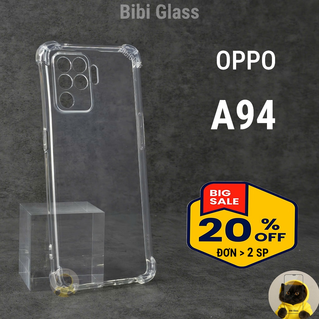Ốp lưng OPPO A94 4G silicon trong suốt dẻo cao cấp chống sốc bảo vệ cam điện thoại viền vuông